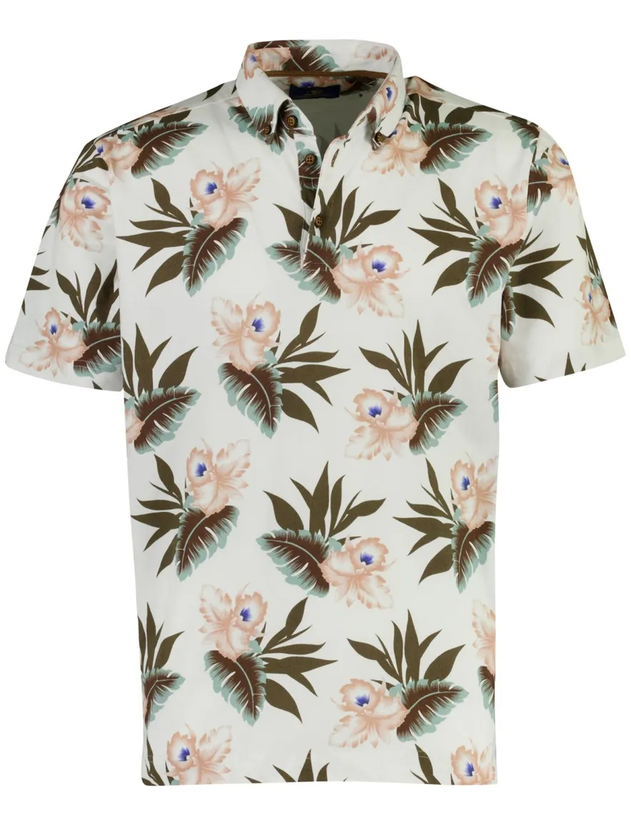 Eden Valley poloshirt wit geprint stretch