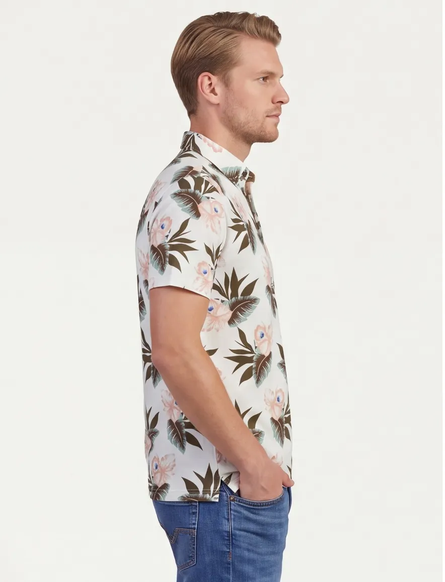 Eden Valley poloshirt wit geprint stretch