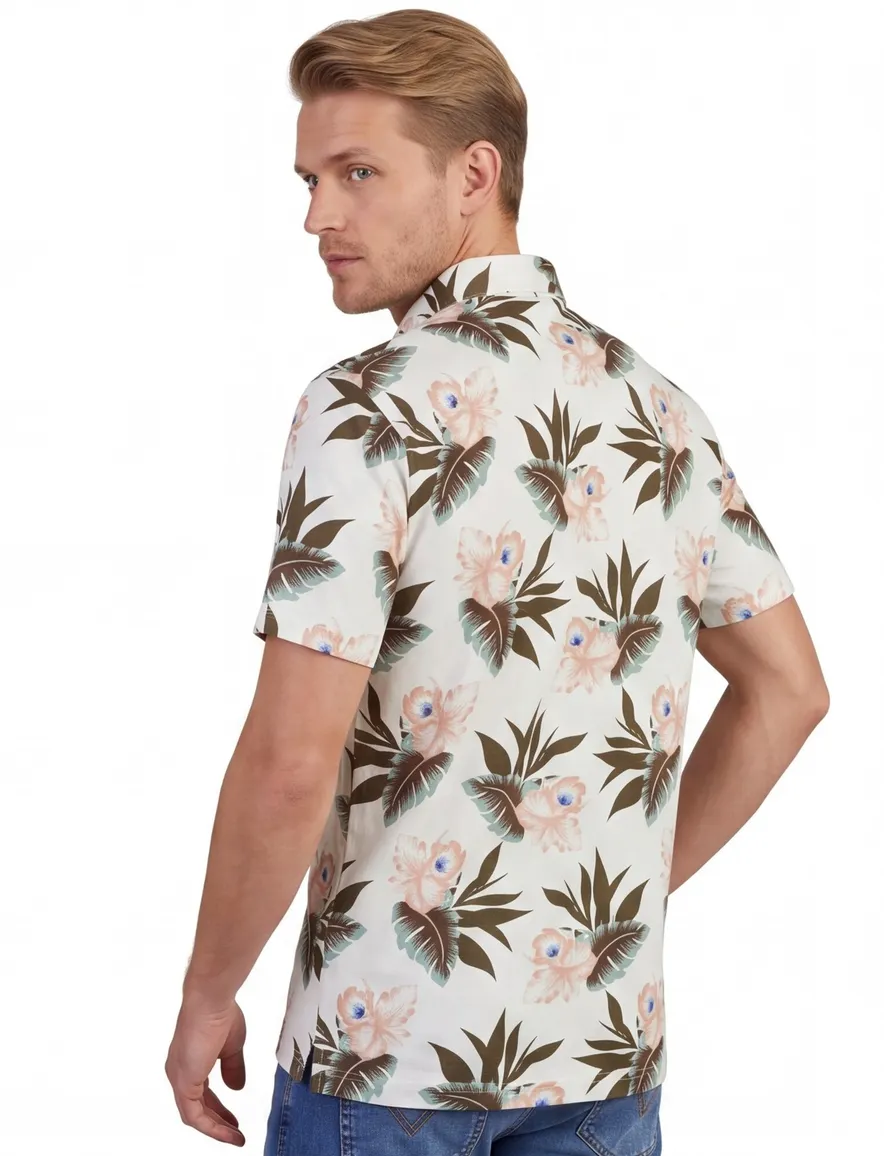 Eden Valley poloshirt wit geprint stretch