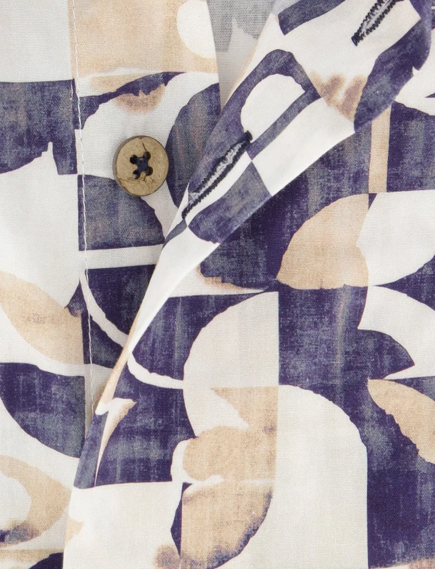 Eden Valley overhemd korte mouw blauw geprint