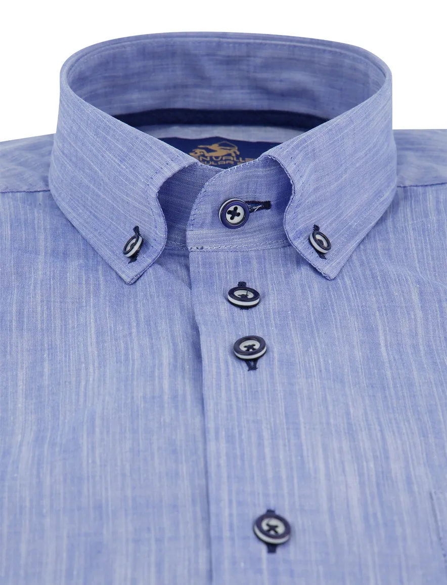 Eden Valley Regular fit overhemd blauw korte mouw