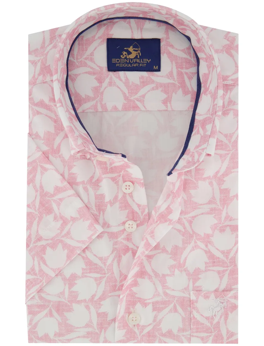 Eden Valley overhemd roze korte mouw bloemen print
