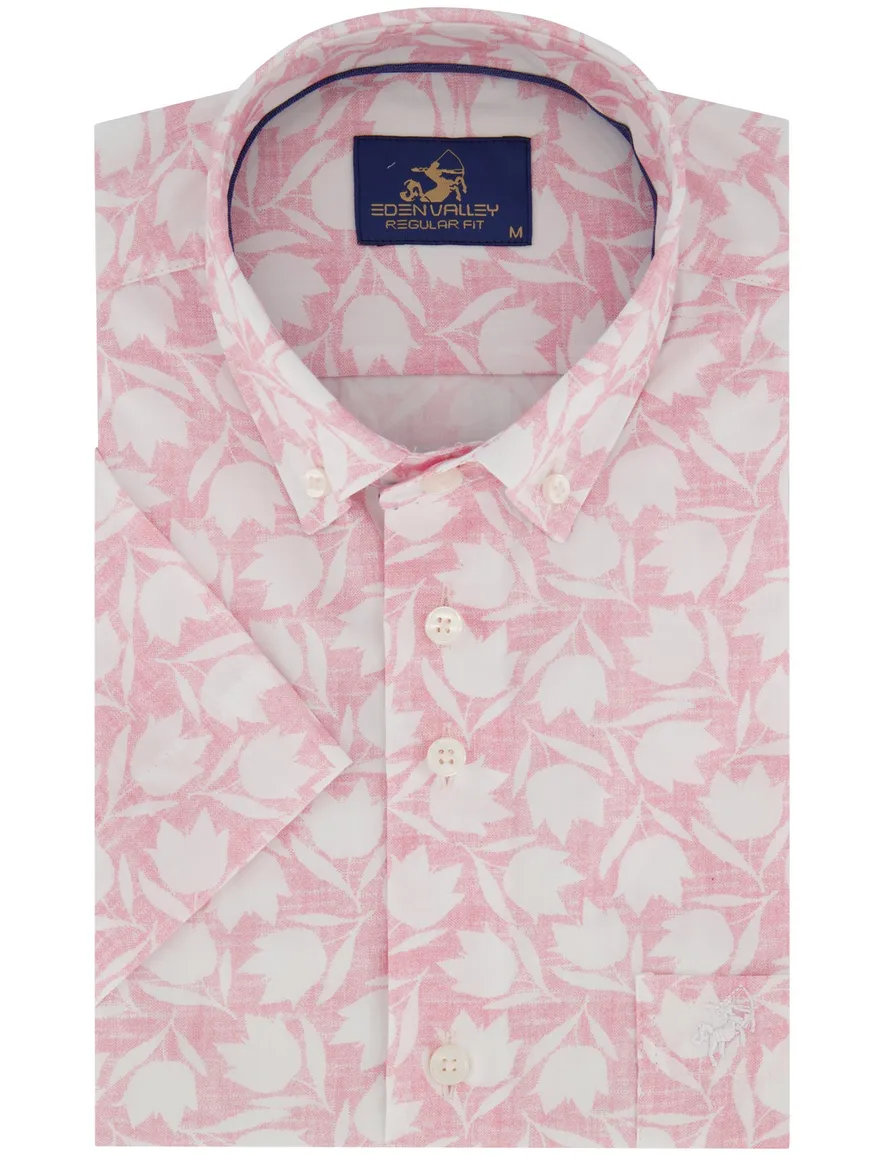 Korte mouwen overhemd Eden valley regular fit roze