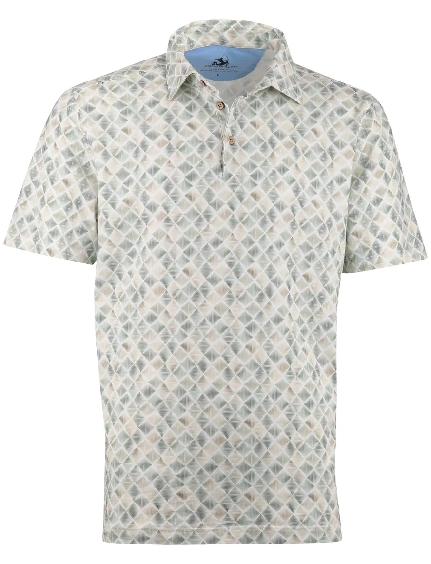 Eden Valley polo wit groen geprint ruit