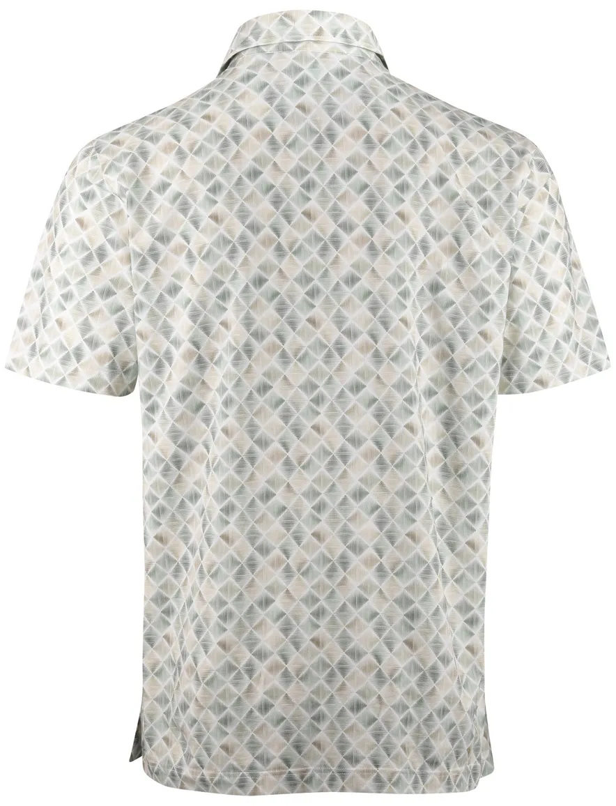 Eden Valley polo wit groen geprint ruit