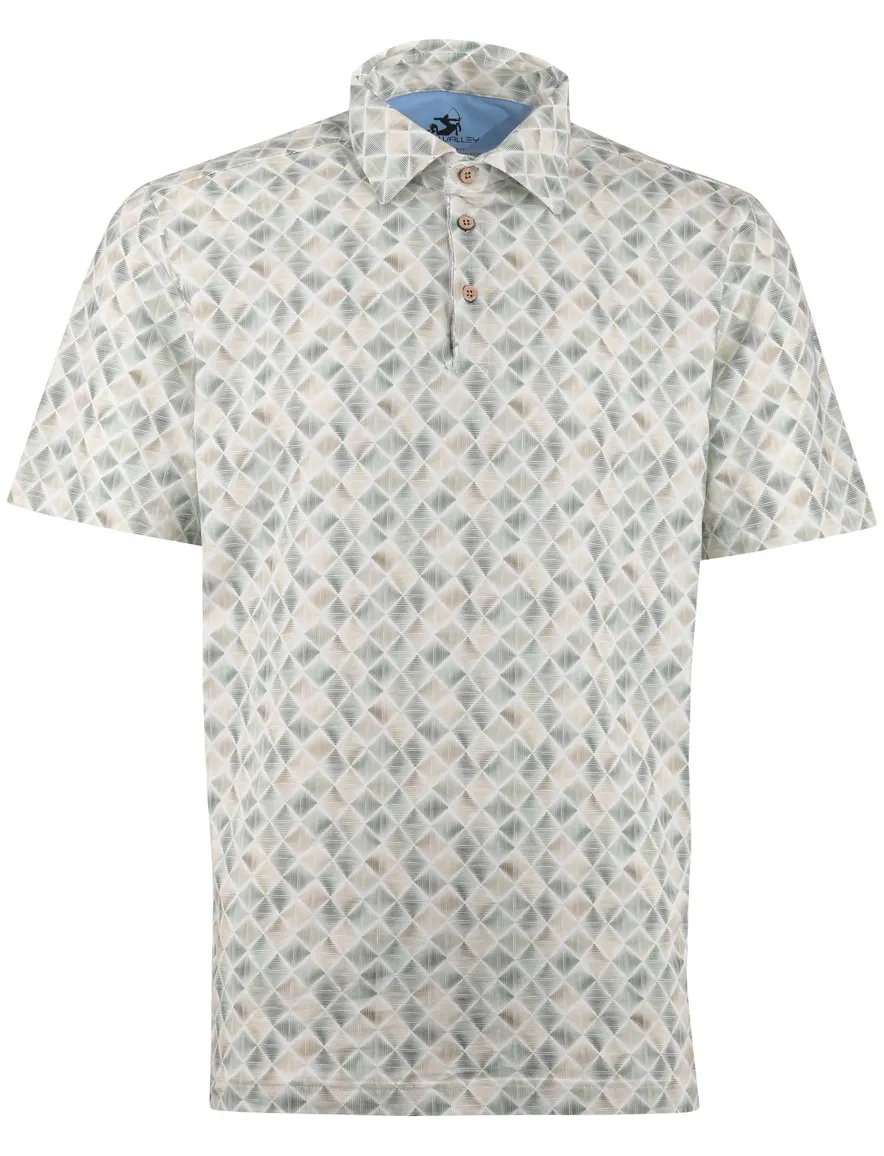 Eden Valley polo wit groen geprint ruit
