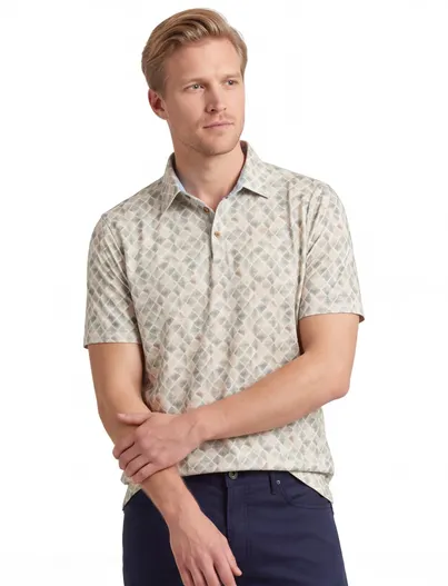 Eden Valley Poloshirt Eden Valley groen geprint ruit normale fit