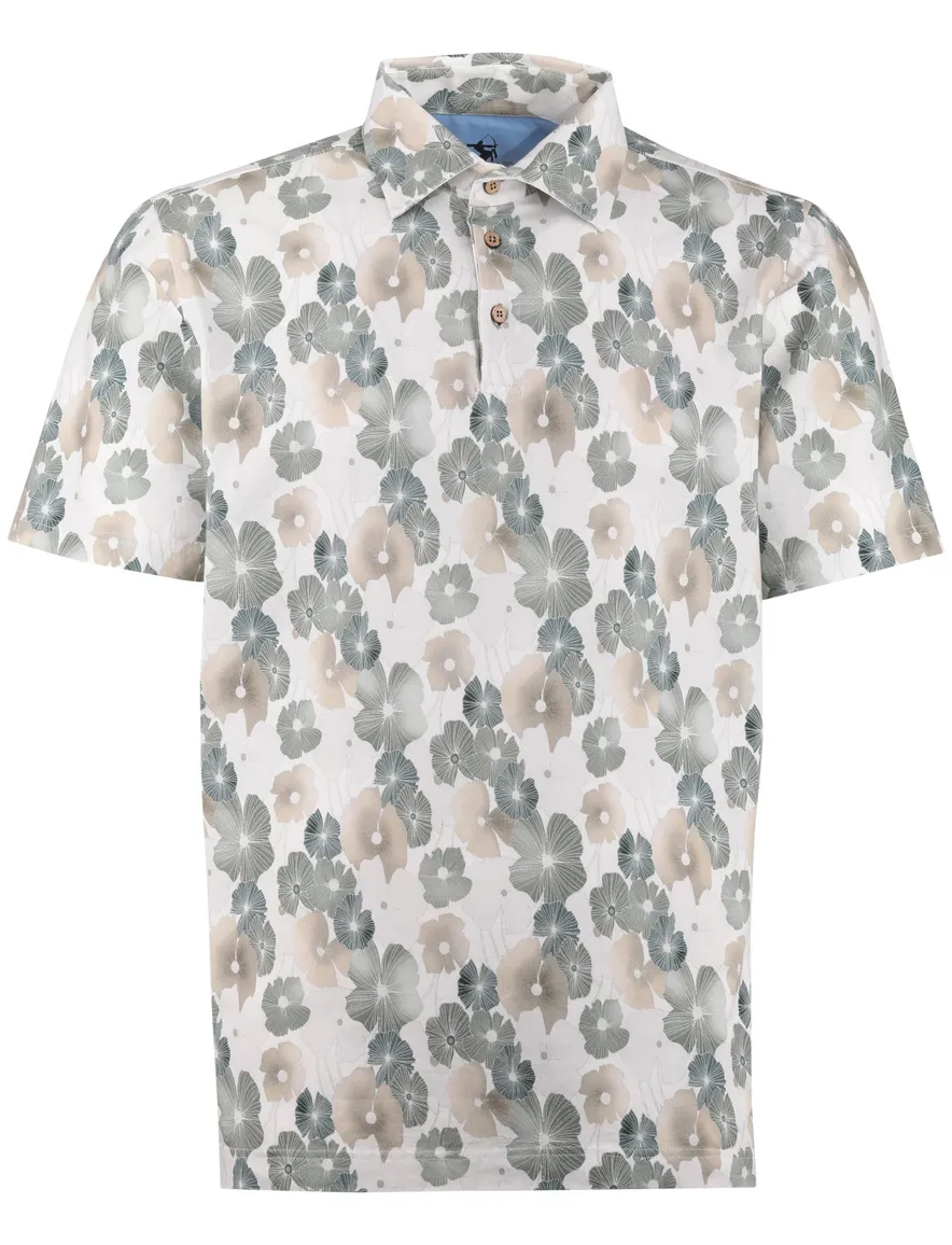Eden Valley poloshirt groen geprint bloemen normale fit