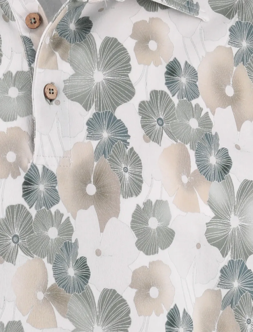 Eden Valley poloshirt groen geprint bloemen normale fit