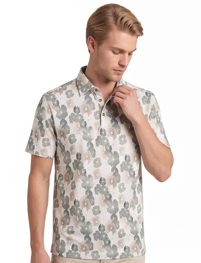 Eden Valley Poloshirt Eden Valley groen bloemen printje normale fit