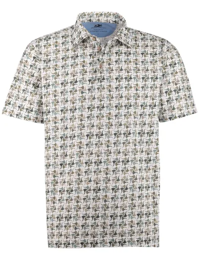 Eden Valley Eden Valley polo wit groen bruin geprint Regular Fit