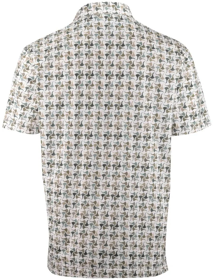Eden Valley polo wit groen bruin geprint Regular Fit