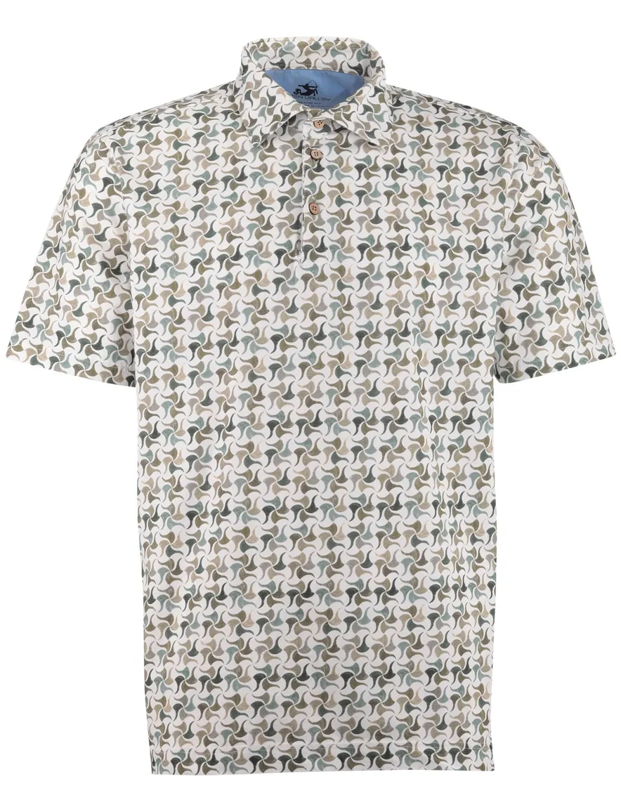 Eden Valley polo wit groen bruin geprint Regular Fit