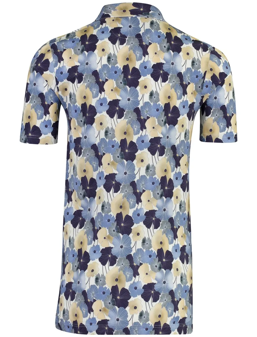 Poloshirt Eden Valley blauw met bloem
