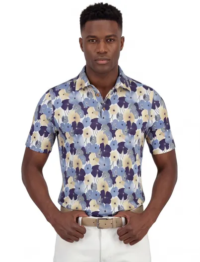 Eden Valley Poloshirt Eden Valley blauw met bloem