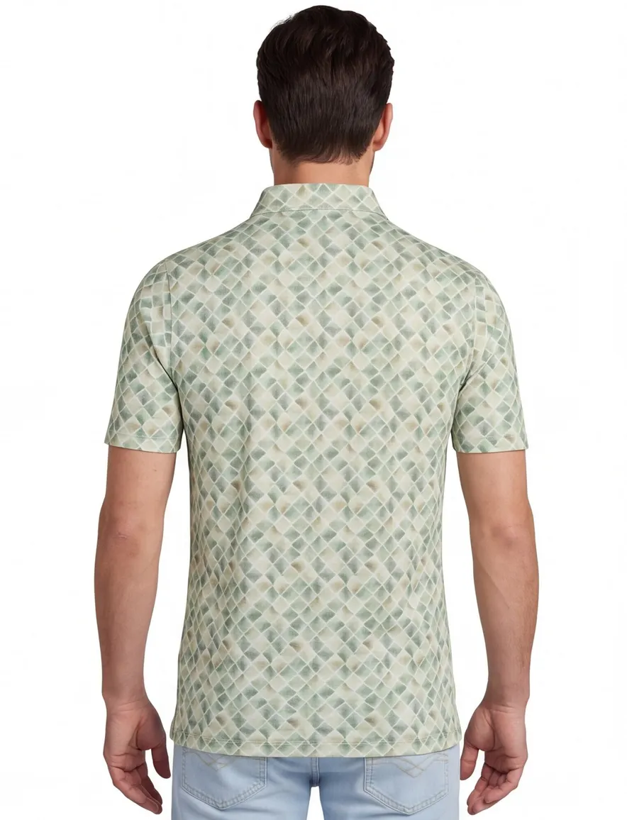 Poloshirt Eden Valley groen geprint katoen
