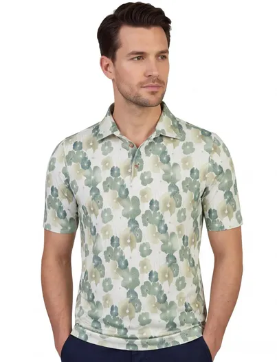 Eden Valley Poloshirt Eden Valley wit bloemenprint normale fit
