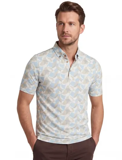 Eden Valley Poloshirt Eden Valley lichtblauw beige print