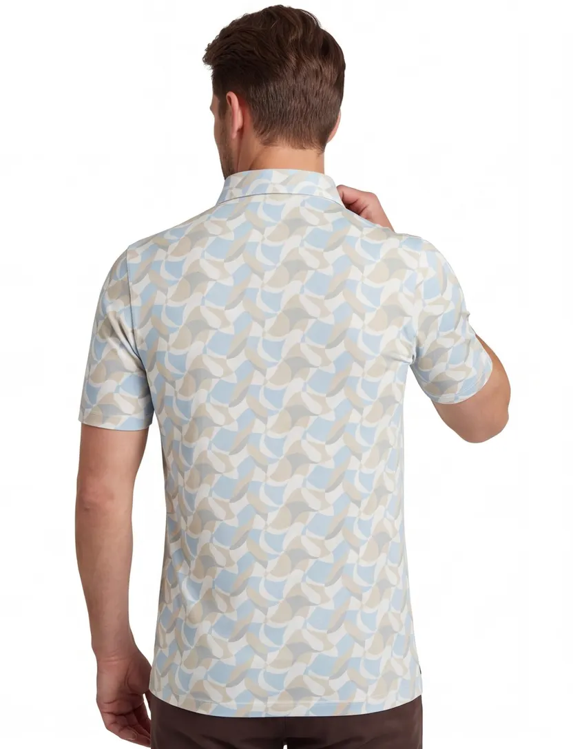 Poloshirt Eden Valley beige print lichtblauw