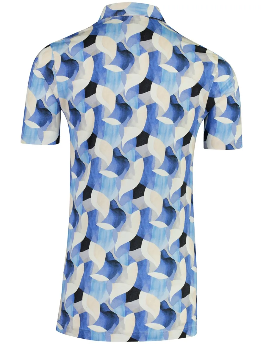 Poloshirt Eden Valley blauw patroon stretch