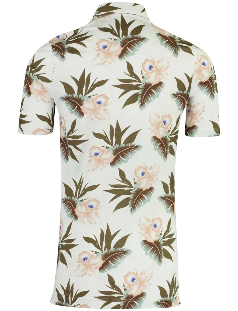Poloshirt bloemenprint Eden Valley wit stretch