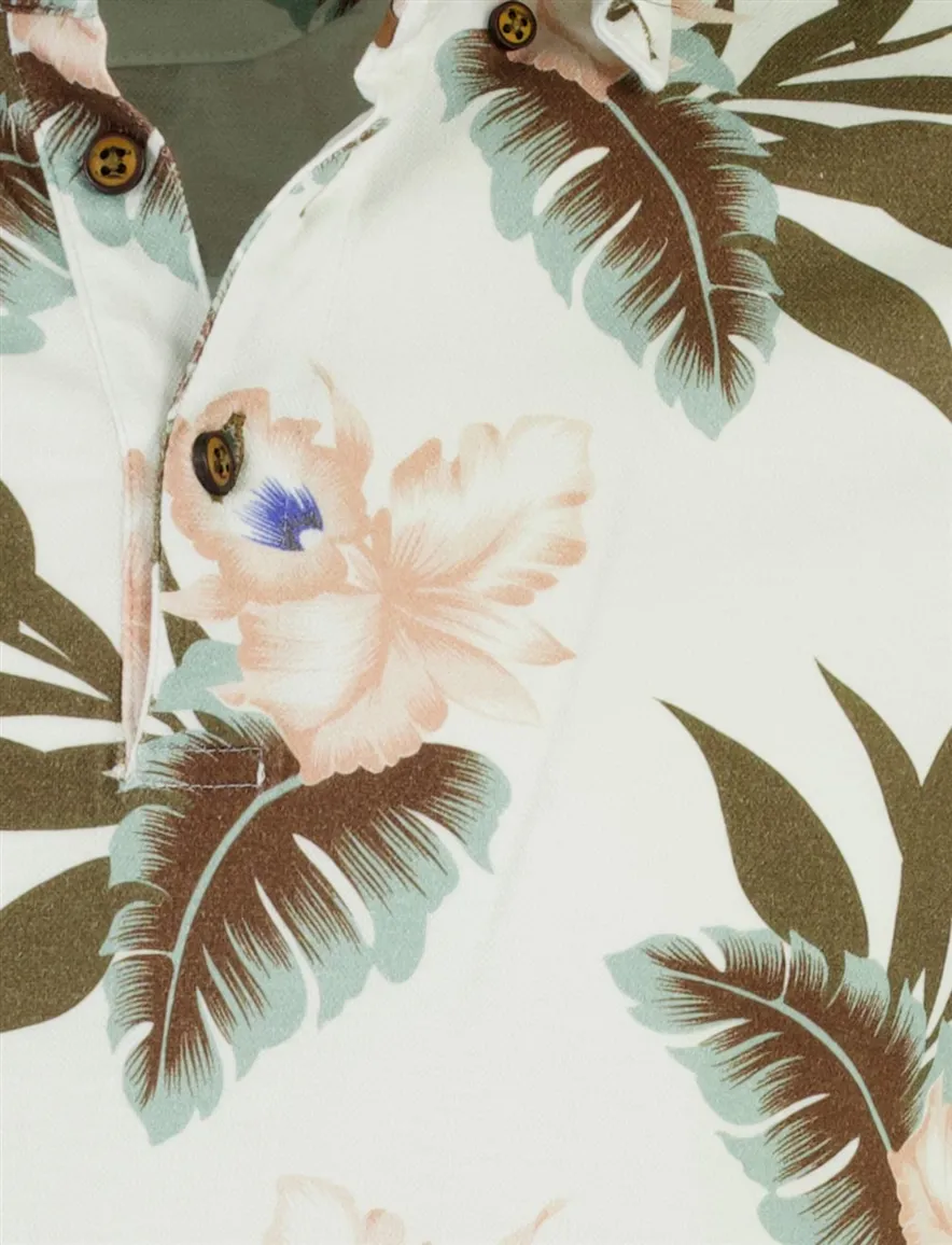 Poloshirt Eden Valley wit met bloemenprint