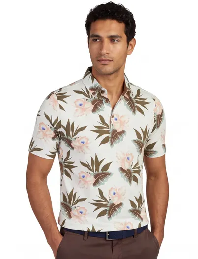 Eden Valley Poloshirt bloemenprint Eden Valley wit stretch