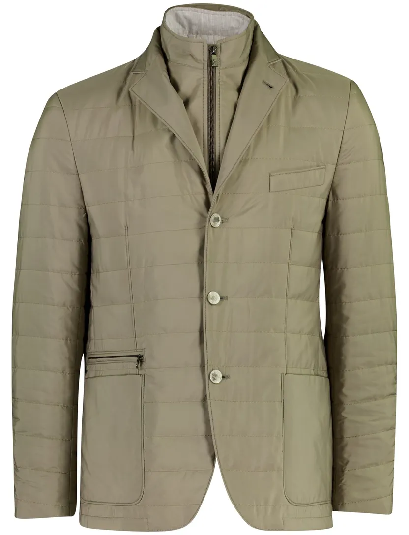 Corneliani jas polyester olijfgroen gevoerd