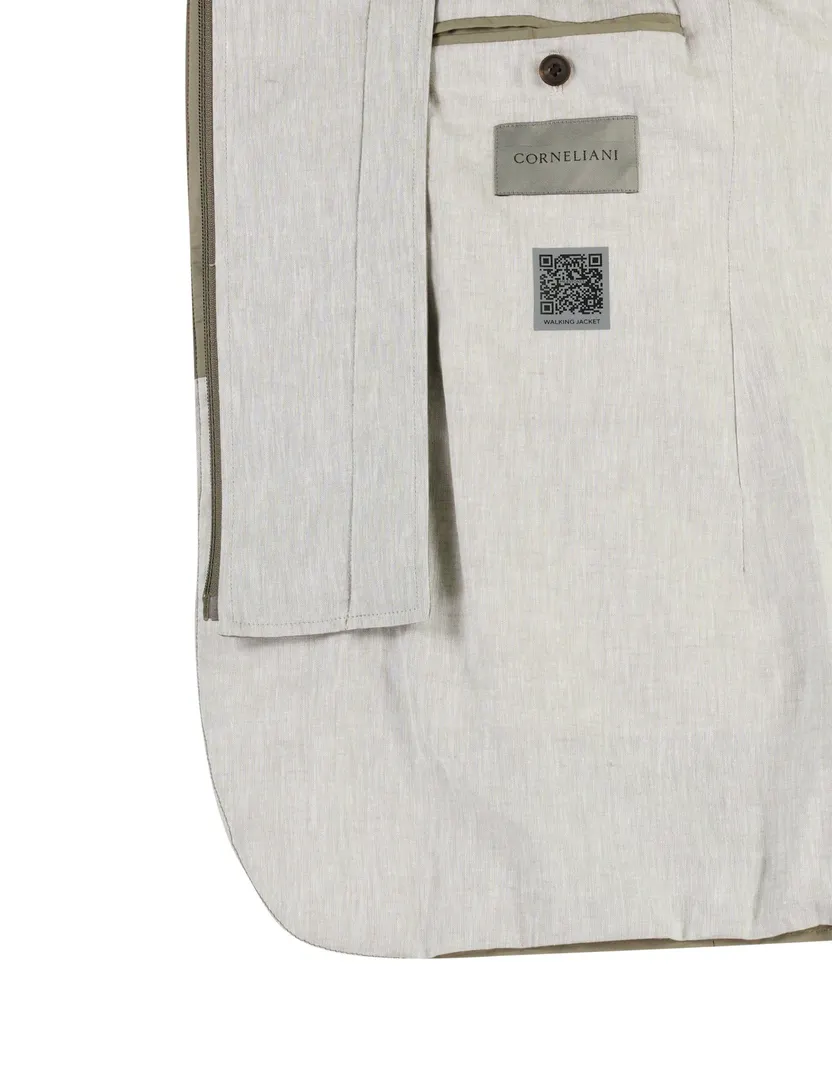 Corneliani jas polyester olijfgroen gevoerd