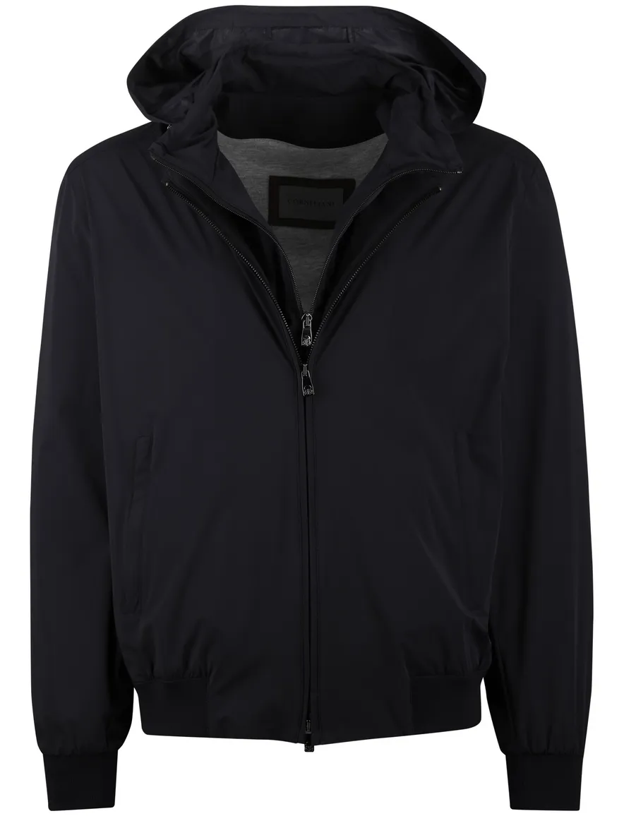 Corneliani tussenjas waterafstotend afneembare capuchon navy