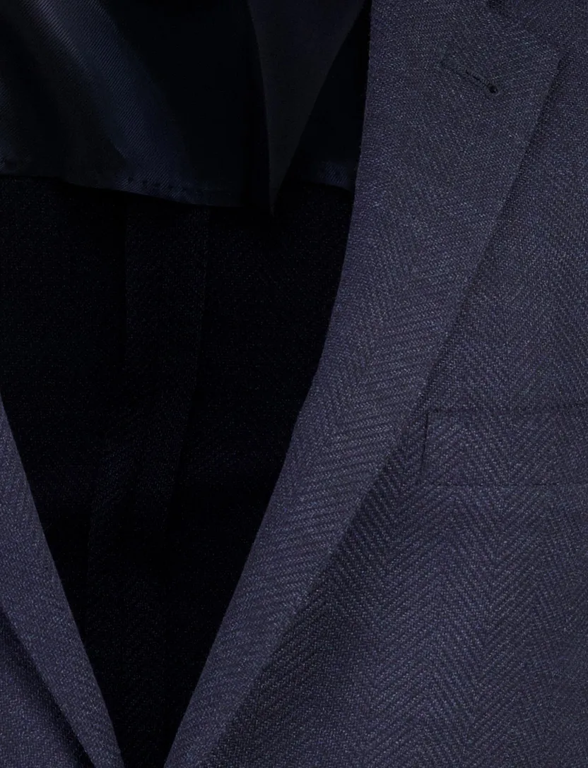 Scheerwol colbert navy normale fit met voering