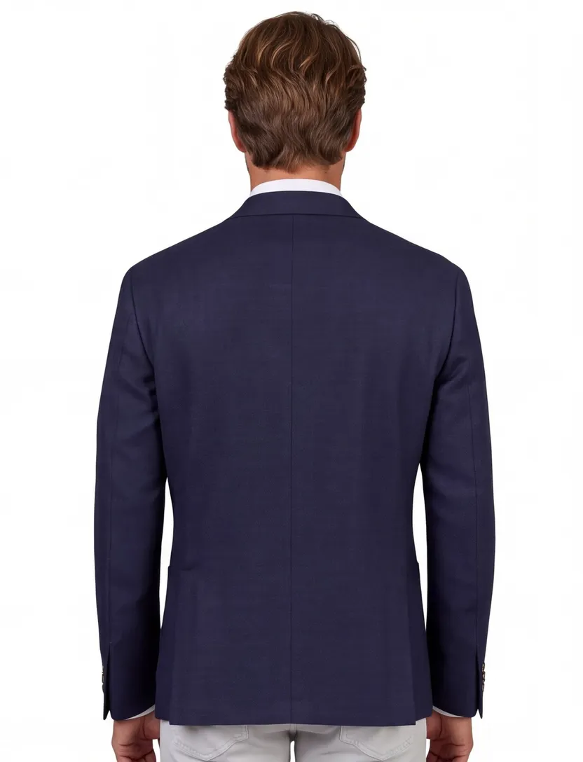 Scheerwol colbert navy normale fit met voering