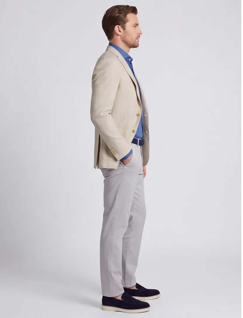 Scheerwol colbert beige normale fit met voering