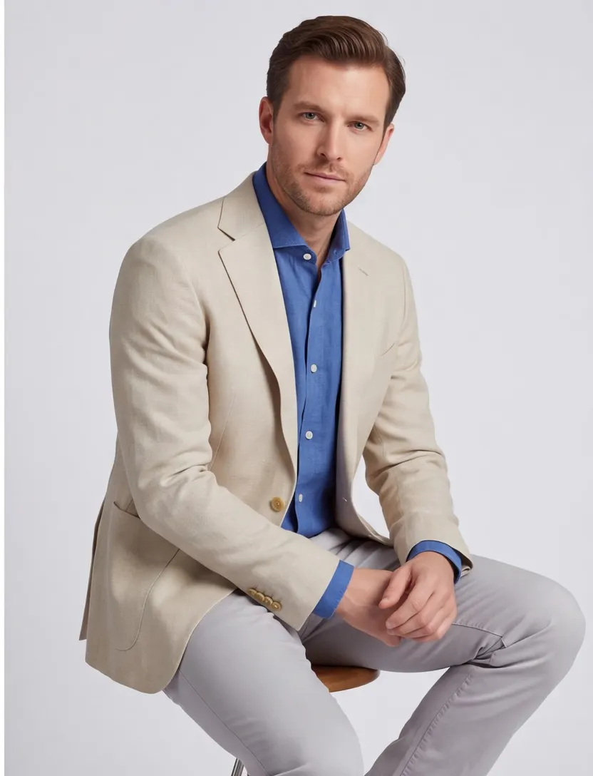 Scheerwol colbert beige normale fit met voering
