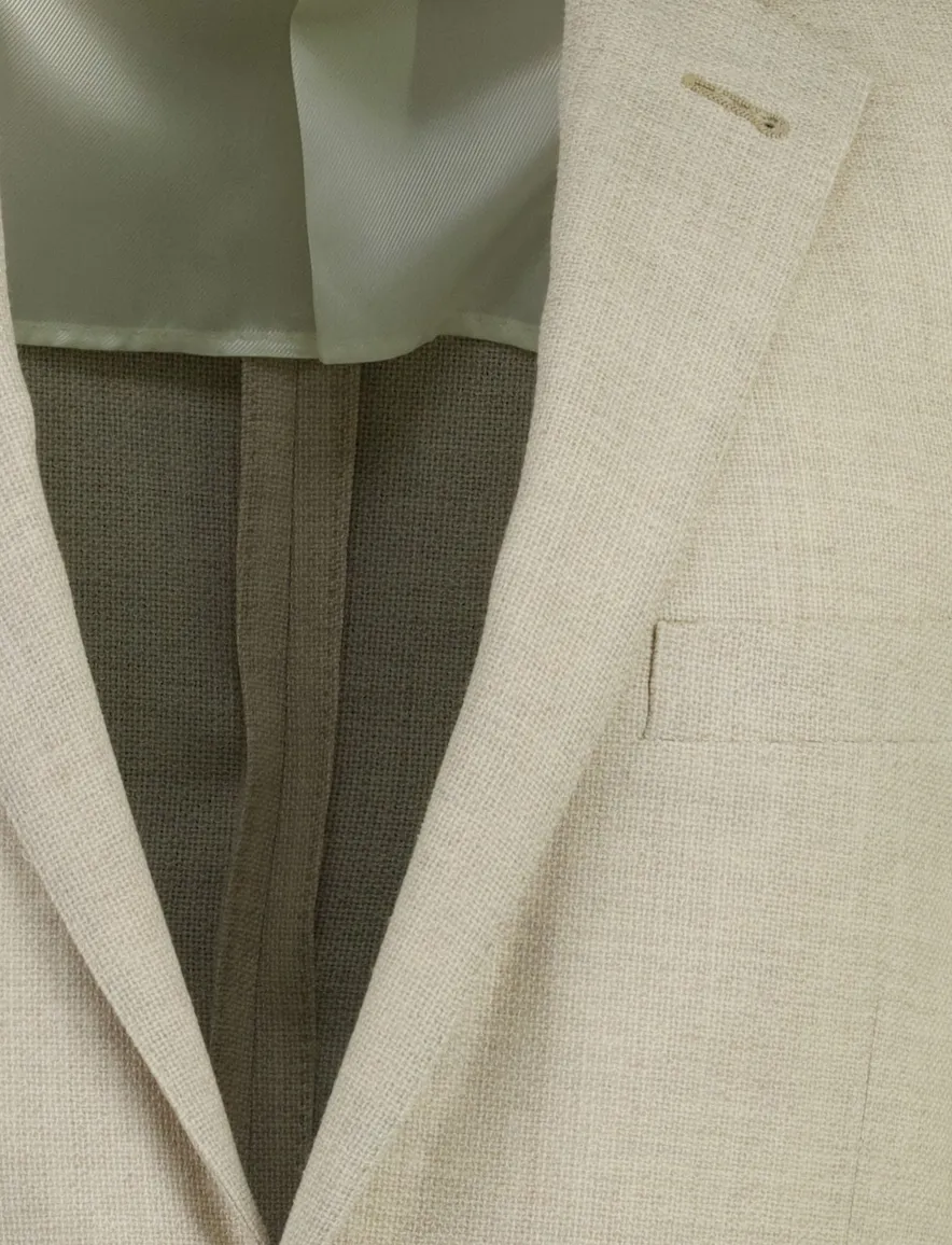 Colbert Corneliani scheerwol beige met viscose voering