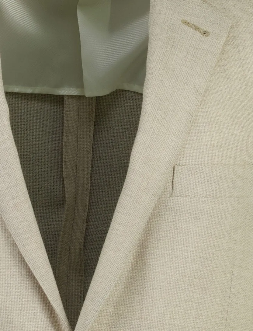 Scheerwol colbert beige normale fit met voering
