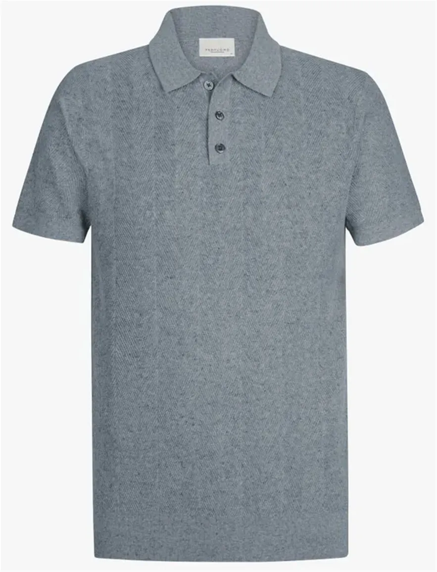 3-knoops polo Profuomo regular fit blauw