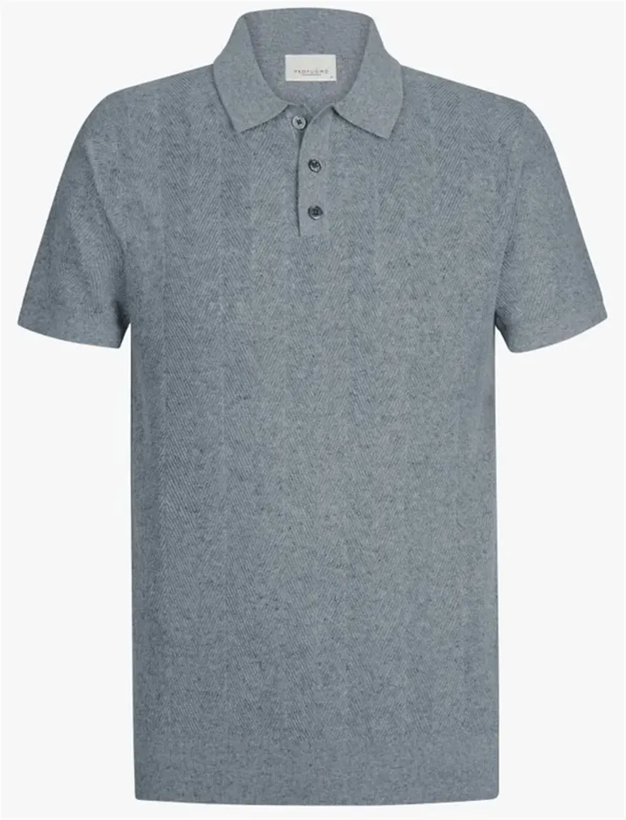 Profuomo polo blauw 3-knoops
