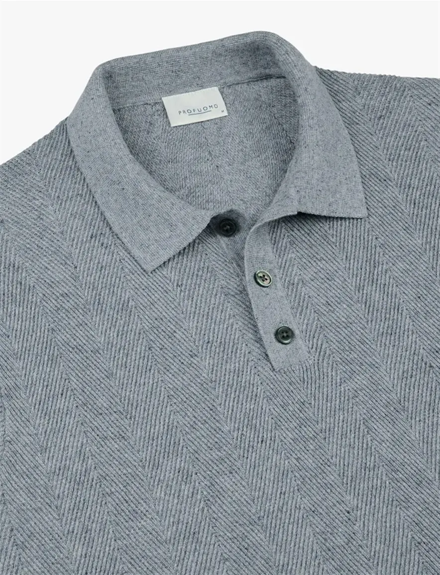 Profuomo polo blauw 3-knoops