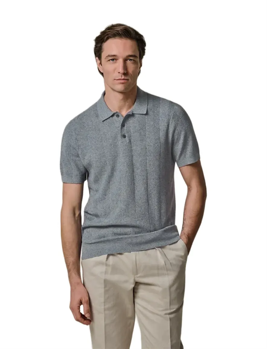 Profuomo polo blauw 3-knoops