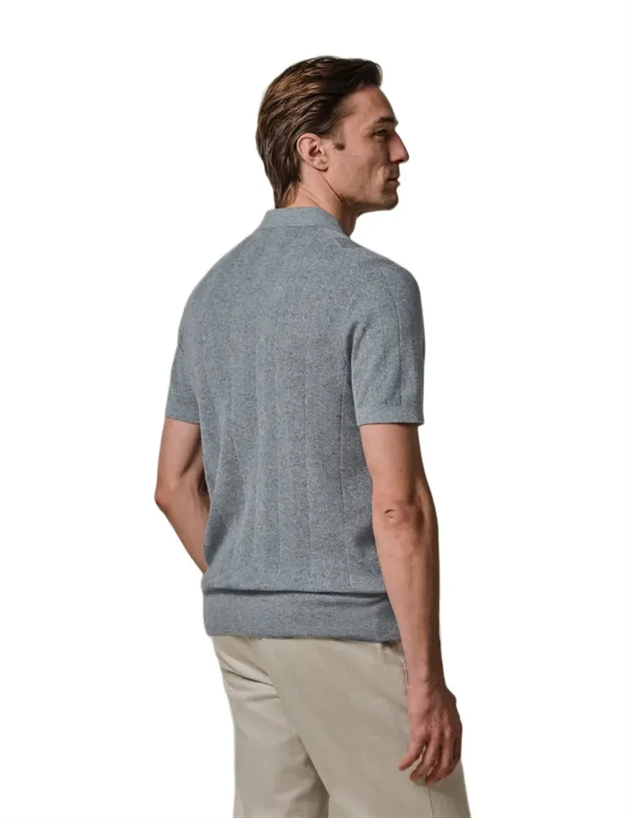 Profuomo polo blauw 3-knoops