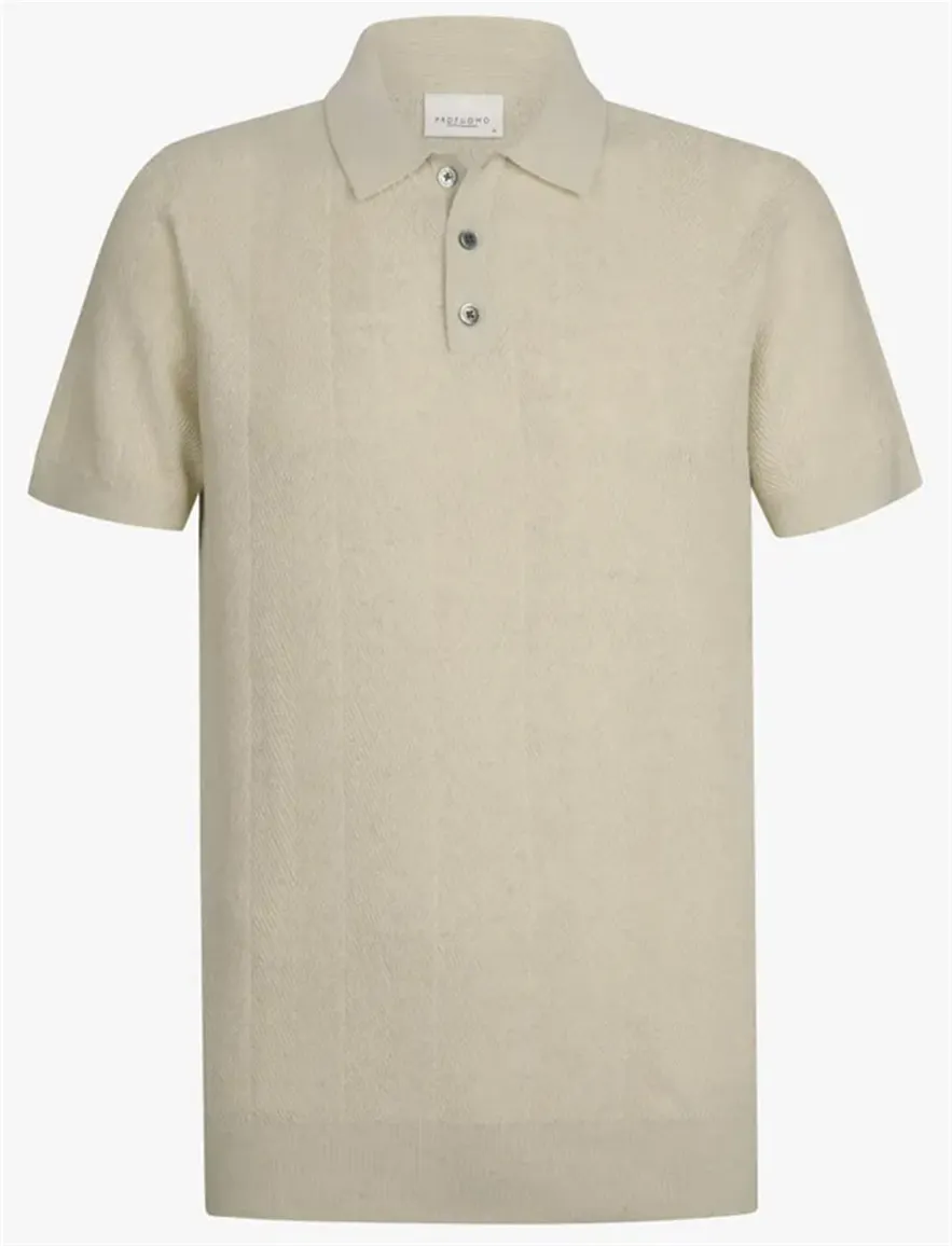 Profuomo creme polo 3-knoops