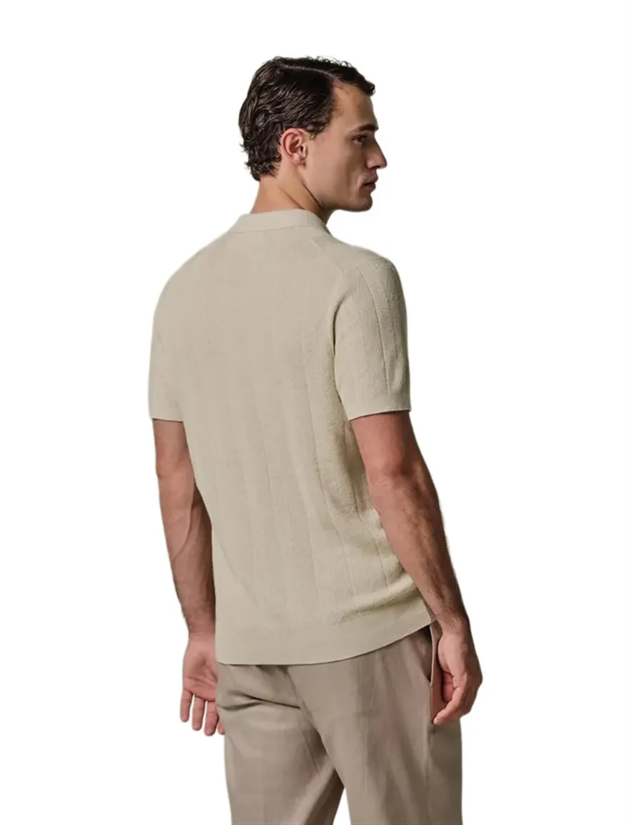 Profuomo creme polo 3-knoops