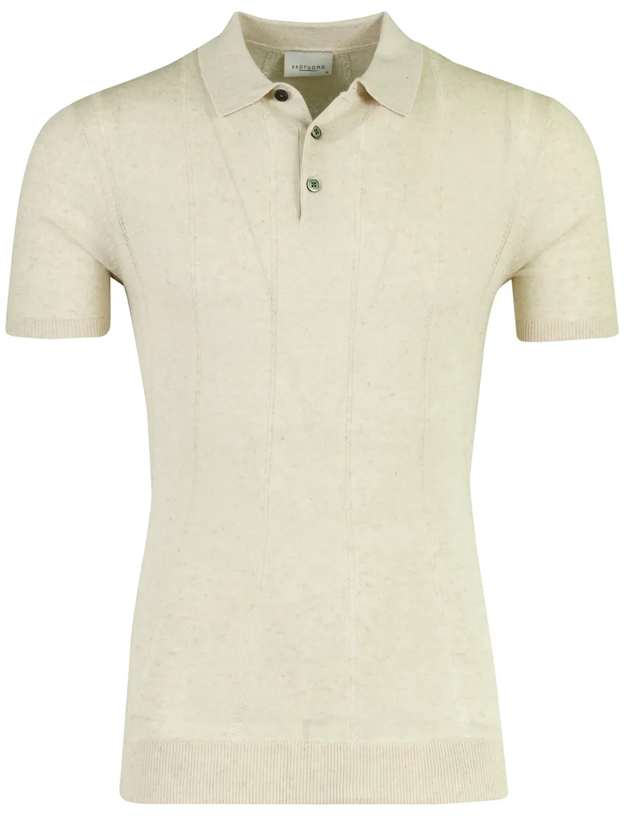 Profuomo overhemd beige knitted lijnen