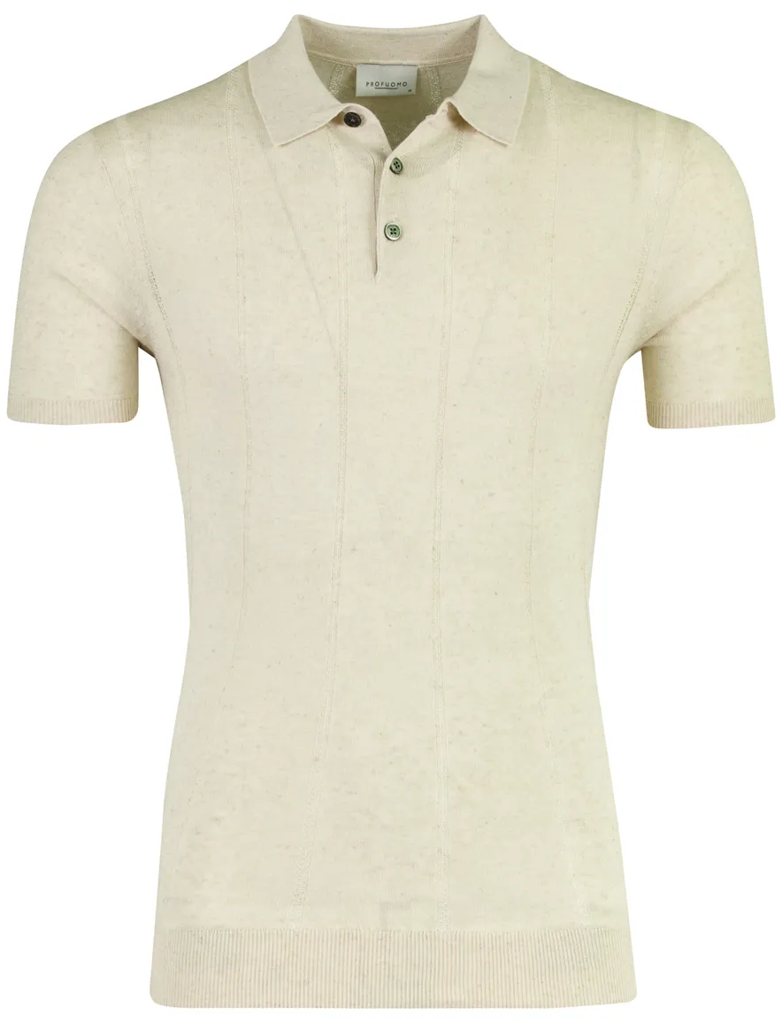 Profuomo polo 3 knoops sluiting beige