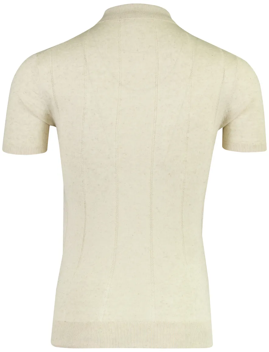 Profuomo overhemd beige knitted lijnen