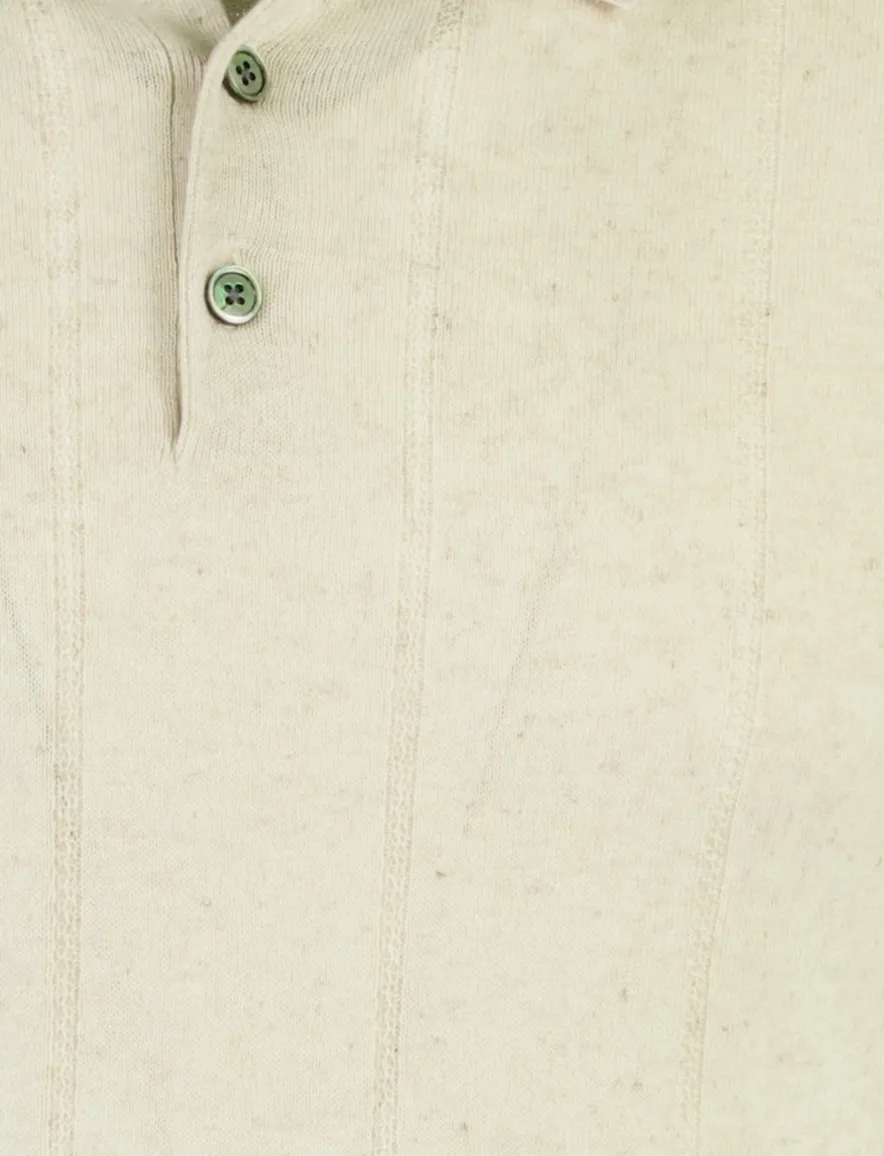 Profuomo polo katoenblend 3 knoops sluiting beige