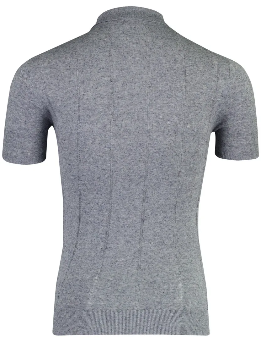 Blauwe polo Profuomo beige katoenblend 3 knoops