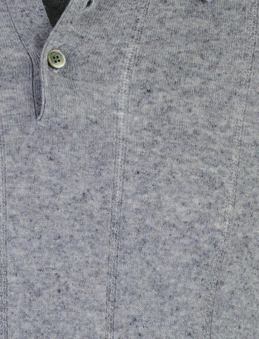 Blauwe polo Profuomo beige katoenblend 3 knoops
