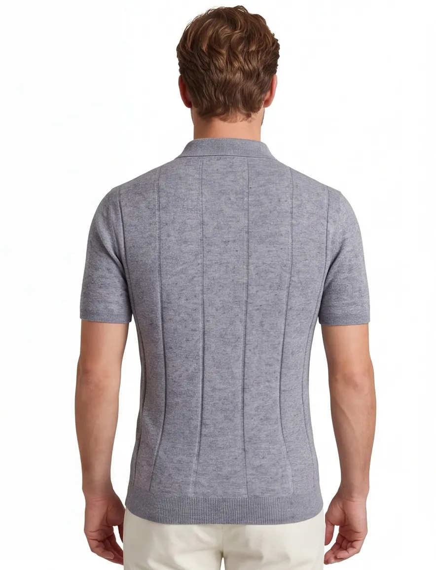 Profuomo polo blauw gebreid strepen